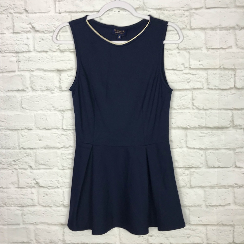 Buckley K Navy Blue Sleeveless Ponte Peplum Top 4